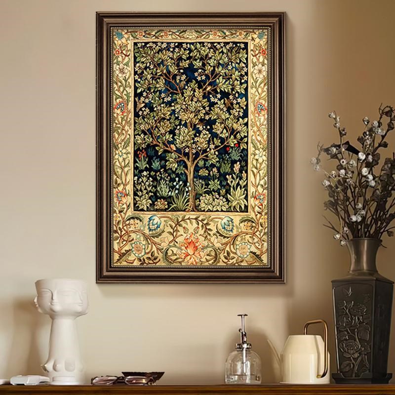 美式欧式挂画玄关装饰画莫里斯幸福树复古油画走廊客厅壁画高级感图片