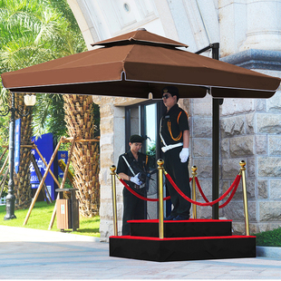 不锈钢岗亭保安亭物业售楼处站台形象站K岗台户外值班岗亭遮阳伞