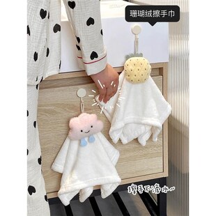 可爱擦手巾吸水挂式擦p手毛巾卫生间厨房洗手布插手加厚儿童擦手
