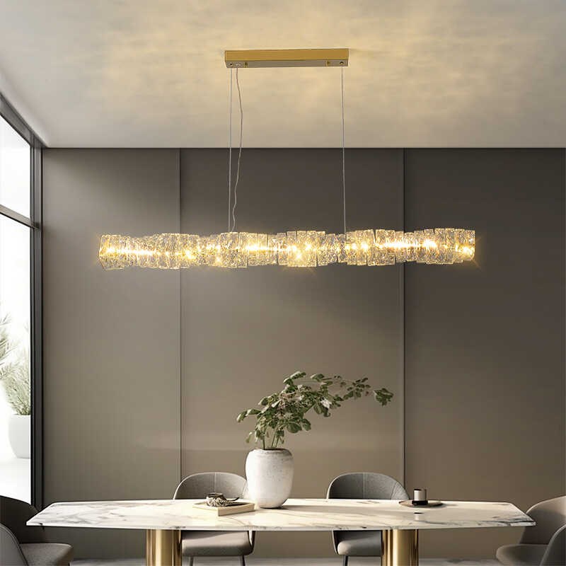 餐厅灯轻奢水晶吊灯简约吧台灯后现代高档奢华家用餐桌长条饭厅灯