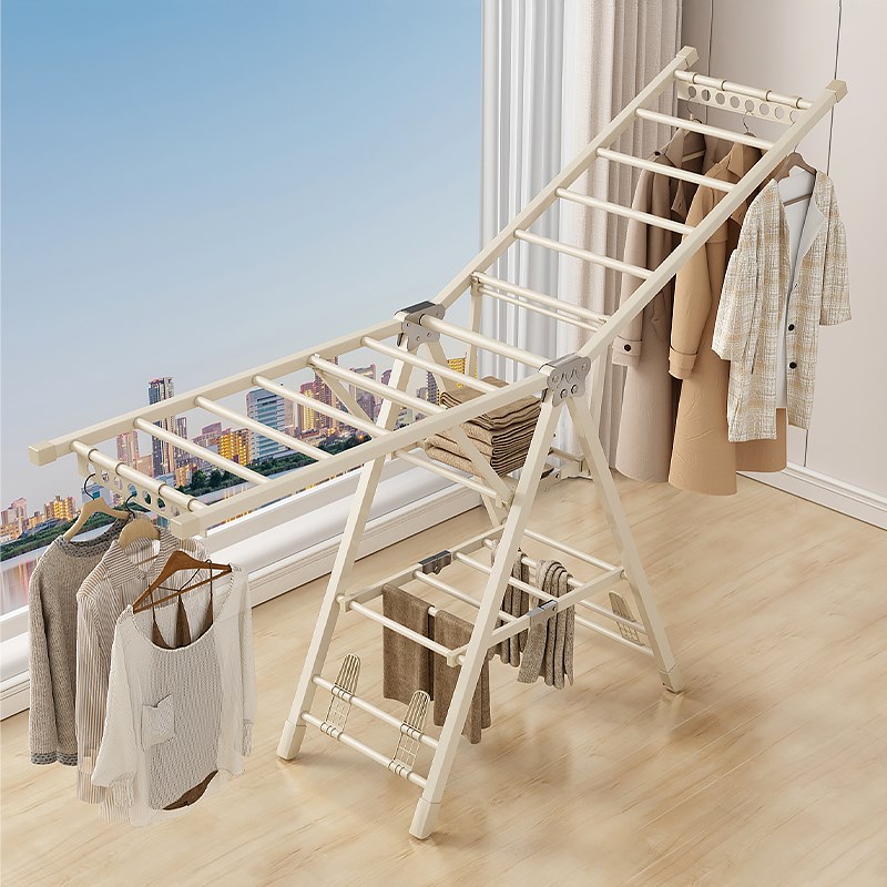折叠晾衣架落地家用阳台凉晒挂衣架室内婴儿凉衣杆户外晒被子神器