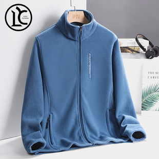 抓绒衣男秋冬女加绒外套爸爸装摇粒绒保暖冲锋衣内胆印字定制LOGO