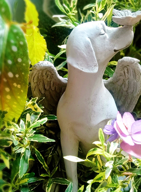 花园可爱天使狗树脂摆件 宠物狗户外动物摆件 美式庭院草坪造景