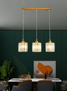 餐厅灯现代简约创意个性吧台后现代轻奢水晶网红北欧餐桌三头吊灯