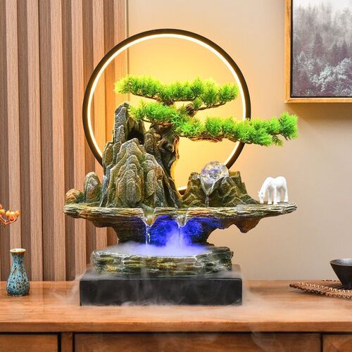 假山流水喷泉摆件客m厅办公室公司循环水招财鱼缸创意开业乔迁送