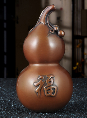 紫铜福禄寿葫芦摆件一套招财风水铜葫芦家居客厅电视柜玄关装饰品