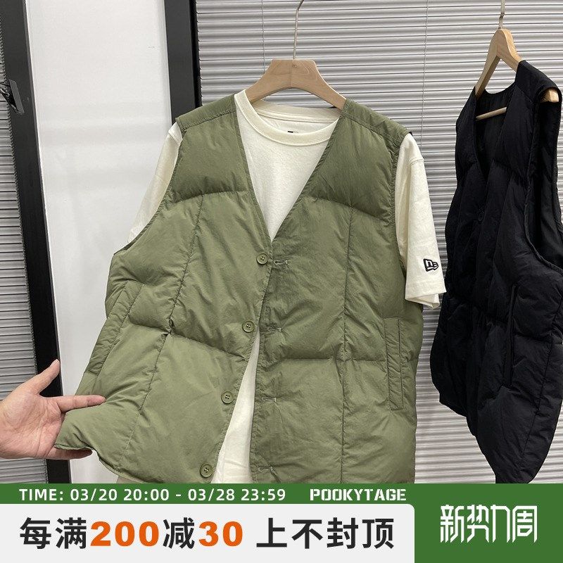 日系高街 防风防水尼龙加厚夹棉保暖秋冬男女休闲V领背心棉马甲,男装,常规马甲,淘宝优惠券,粉丝福利购,淘宝优惠卷