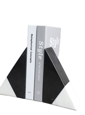 现代北欧创意三角接拼大理石书档样板间售楼部书架桌面装饰品摆件