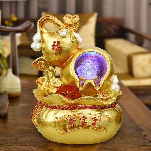 风水轮葫芦招财流水生p财开业礼品客厅玄关桌面水景喷泉吧台小摆
