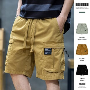 工装 宽松弹力直筒运动五分裤 短裤 潮牌多口袋休闲中裤 潮 男夏季 美式