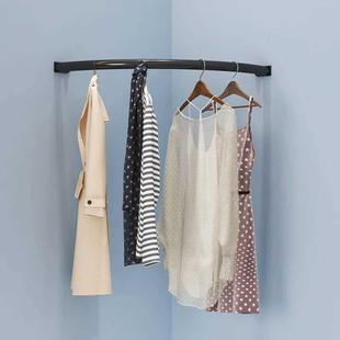 墙角挂衣架免打孔壁挂墙上挂衣架靠墙斜角晾衣杆简易墙角衣帽架