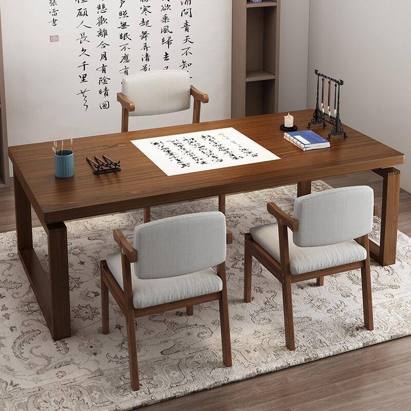 实木书法桌家用书画桌新中式大书桌书房写字桌书法案台简易国学桌
