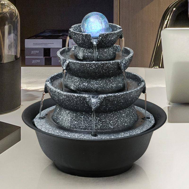 中式八方来财桌面循环流水喷泉办公室客厅招财摆件开业造景装饰品