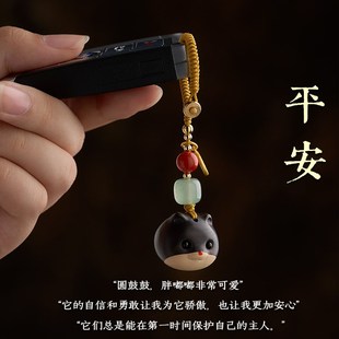 黑檀木雕柴犬汽车钥匙扣挂件包包挂饰男士女吊坠生日礼物可爱