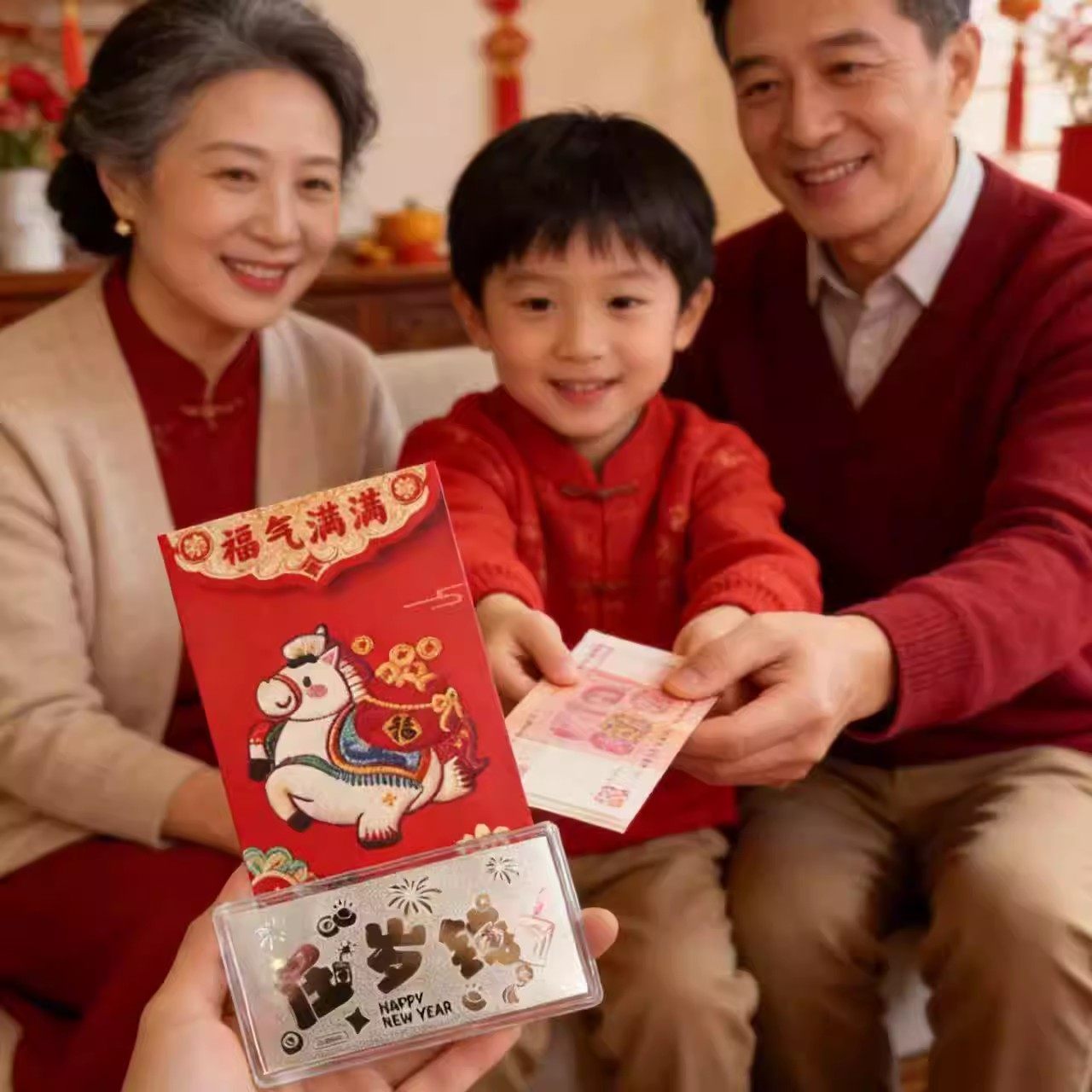2026新年礼品过年红包银钞新年礼物压岁钱银箔送礼