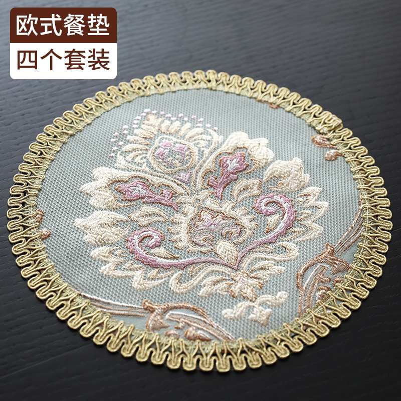 欧式餐桌垫隔热垫中国风家用防烫茶杯垫圆形餐盘垫碗垫大号布艺