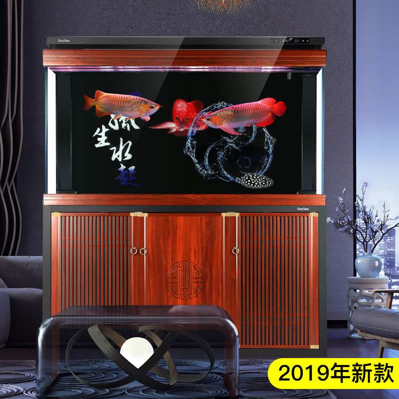 森森大型龙鱼缸 超白客厅底滤水族箱 落地家用玄关隔断屏风鱼缸