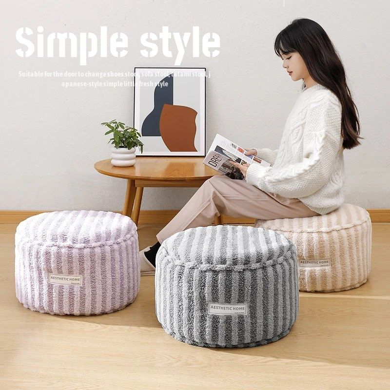坐墩门口换鞋凳日系简约风布艺条B纹地板阳台客厅茶几沙发坐凳蒲,居家布艺,蒲团,淘宝优惠券,粉丝福利购,淘宝优惠卷