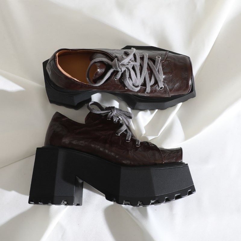 莲花府邸2025春季时尚t单鞋复古方头深口系带休闲百搭粗高跟羊皮,女鞋,深口单鞋,淘宝优惠券,粉丝福利购,淘宝优惠卷