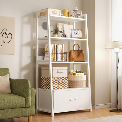 客厅置物架落地靠墙多层收纳层架卧室房间书架铁艺展示梯形储物柜