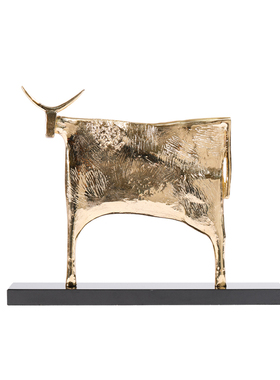 轻奢创意纯铜金属牛摆件北欧玄关客厅样板房间桌T面装饰工艺品摆