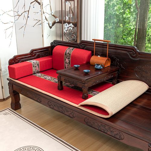 新中式罗汉床垫红木沙发坐垫老式实木椅垫双面四季防滑海绵垫定制