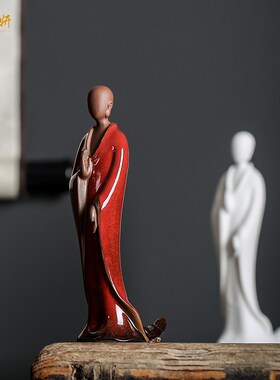 无相佛小僧禅意摆m件中式陶瓷创意客厅人物装饰品摆设小和尚工艺