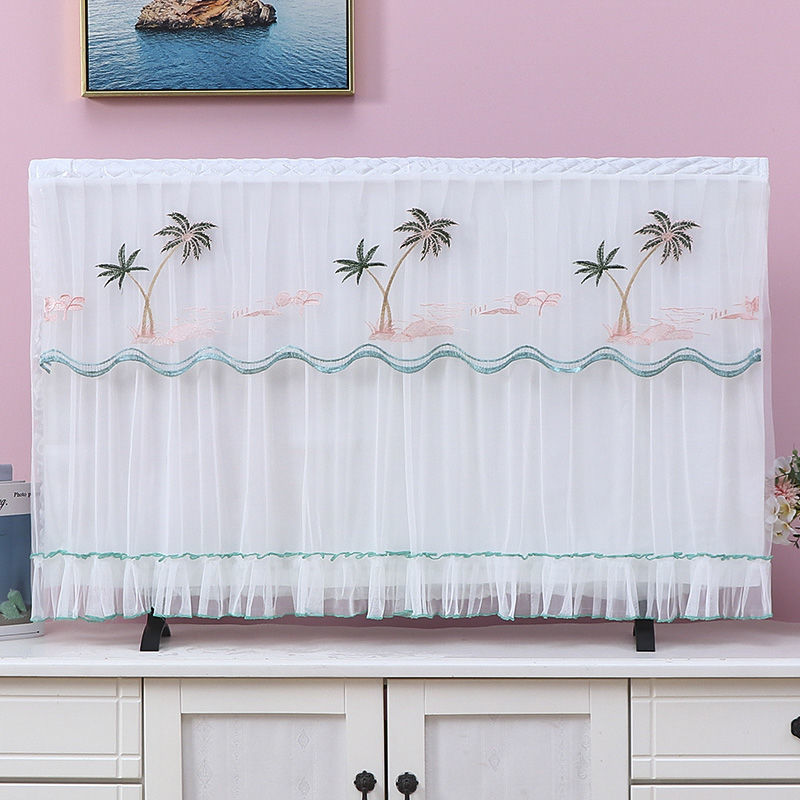 四周包边开机不取电视罩子防尘套65寸55英寸简约盖布盖巾电视机套