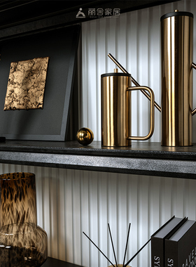 高级感轻奢书柜书架摆件客厅酒柜玄关黑金系装饰品样板间书房软装