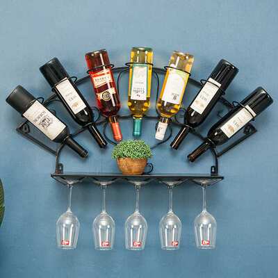红酒架壁挂式家用墙上酒架子展示架创意置物架红酒杯挂架wine rac