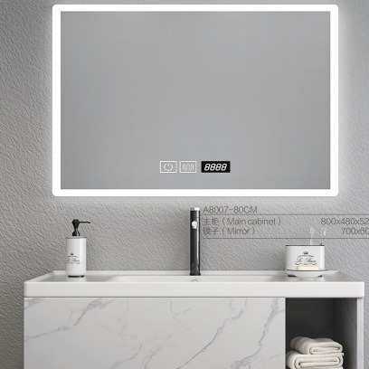 出口挂墙岩板一体盆浴室柜组合简约小尺寸卫生间洗漱台镜柜佛山