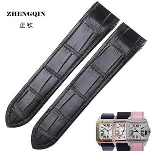 适用于卡地亚山度士Santos100桑托斯W20073X8/W20106X8鳄鱼皮表带