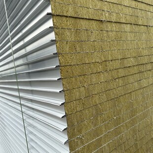 洁净夹芯板厂家围挡岩棉板50mm保温隔墙防火岩棉夹心彩.钢板泡沫