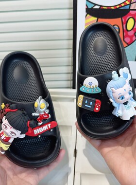 男童黑色拖鞋夏天防滑儿童哪咤敖丙鞋子熬丙傲丙嗷丙一字拖哪托夏