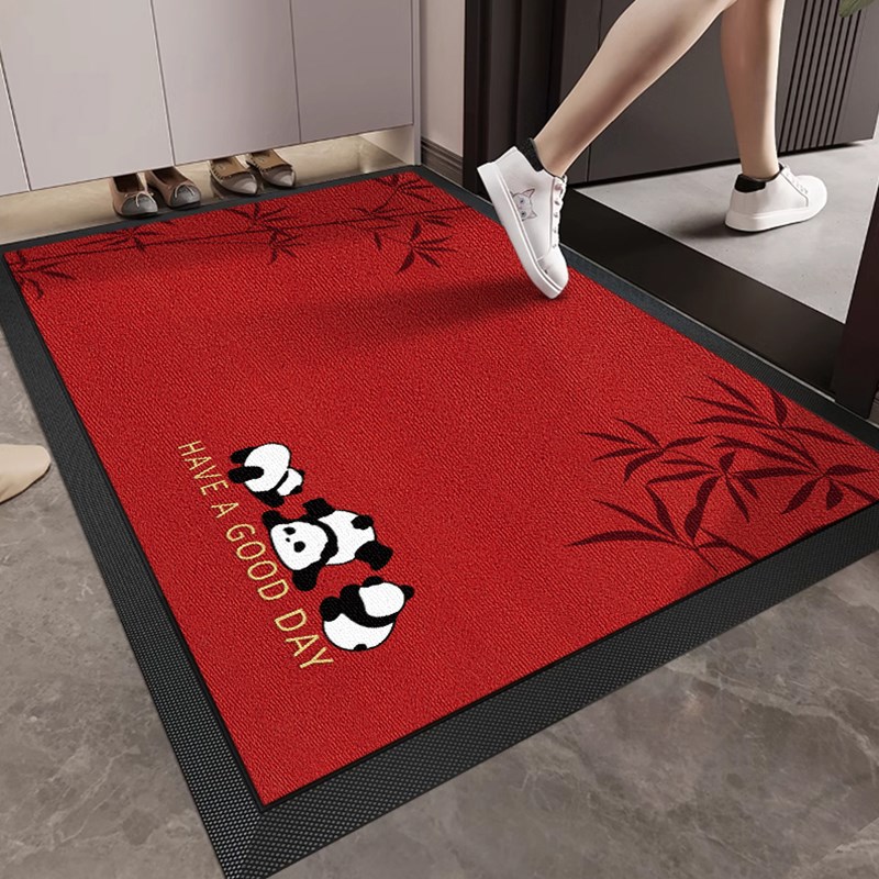 红色现代简约入户门地垫别墅豪宅高端大门口进门耐脏免洗绣花脚垫