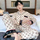 睡衣b男款 开衫 纯棉长袖 男士 春秋季 2024年新款 式 全棉夏天家居服套