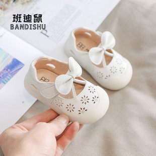 女童鞋子夏季薄款2022新款透气镂空公主鞋婴儿学步鞋软底宝宝凉鞋