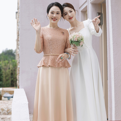 2024新款高贵婚宴妈妈装旗袍假两件套高端喜婆婆结婚礼服平时可穿