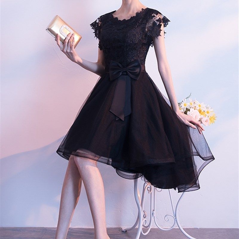 香槟色晚礼服仙气主持短款艺考伴娘服小个子聚会日常连衣裙女宴会