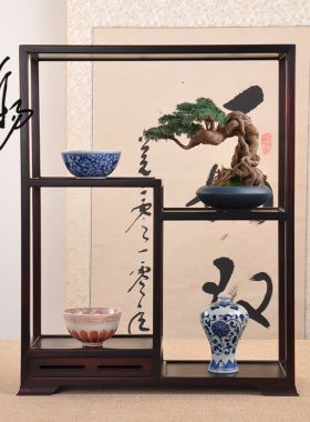 大红酸枝茶具置物架桌面收纳柜茶棚架紫砂壶盆景香炉瓷器展示托架