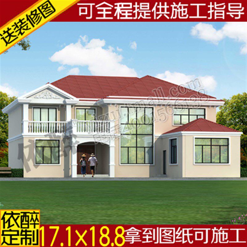 复式带阁楼自建房设计图别墅设计图纸二层农村住宅方案施工效果图