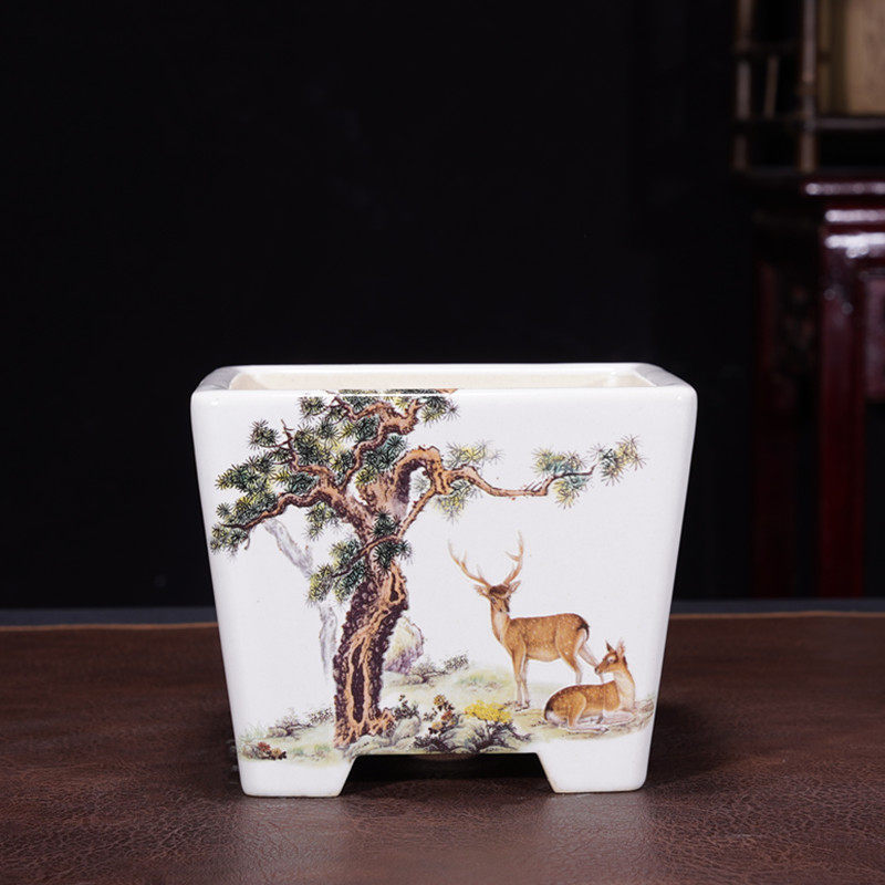 精品紫砂花盆大号正四方彩绘贴画盆景盆兰花绿植室内北欧简约陶盆,鲜花速递/花卉仿真/绿植园艺,花盆,淘宝优惠券,粉丝福利购,淘宝优惠卷