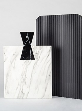 现代简约黑白大理石纹砧板摆件样板间桌面收纳陈设工艺品家居饰品