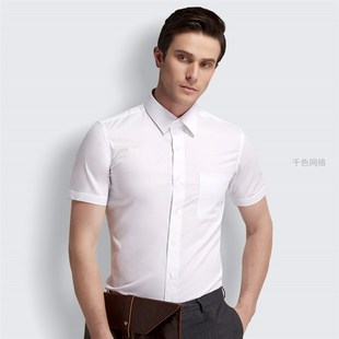 短袖 面试纯色商务工作服免烫半袖 白衬衫 上班衬衣 职业修身 男装