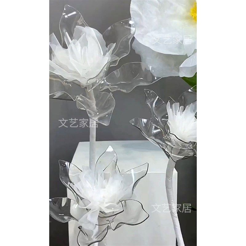 亚克力透明花朵定制商业美陈橱窗花瓣道具舞台迎宾花朵装饰摆件,商业/办公家具,商业美陈,淘宝优惠券,粉丝福利购,淘宝优惠卷