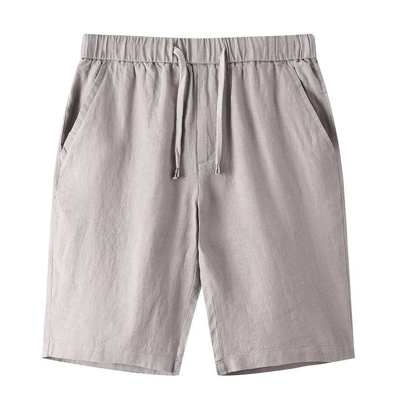 新款亚麻夏季短裤男加肥加大码宽松中裤五分裤休闲薄款中老年裤子