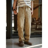 复古铆钉装 饰贴布设计阔腿牛仔裤 男春夏潮流新款 美式 宽松休闲长裤