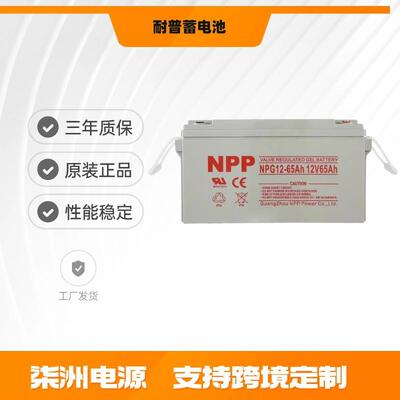 NPP耐普蓄电池NPG65-12太阳能12v65AH直流屏蓄电池