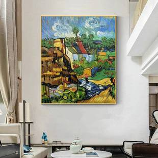 梵高丰收手绘油画世界名画向日葵玄关挂画欧式 饰画 星空立体莫奈装