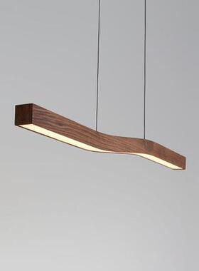 样板设计客厅长条吊灯一设计师餐厅样板房板房创意LED木纹吊灯字